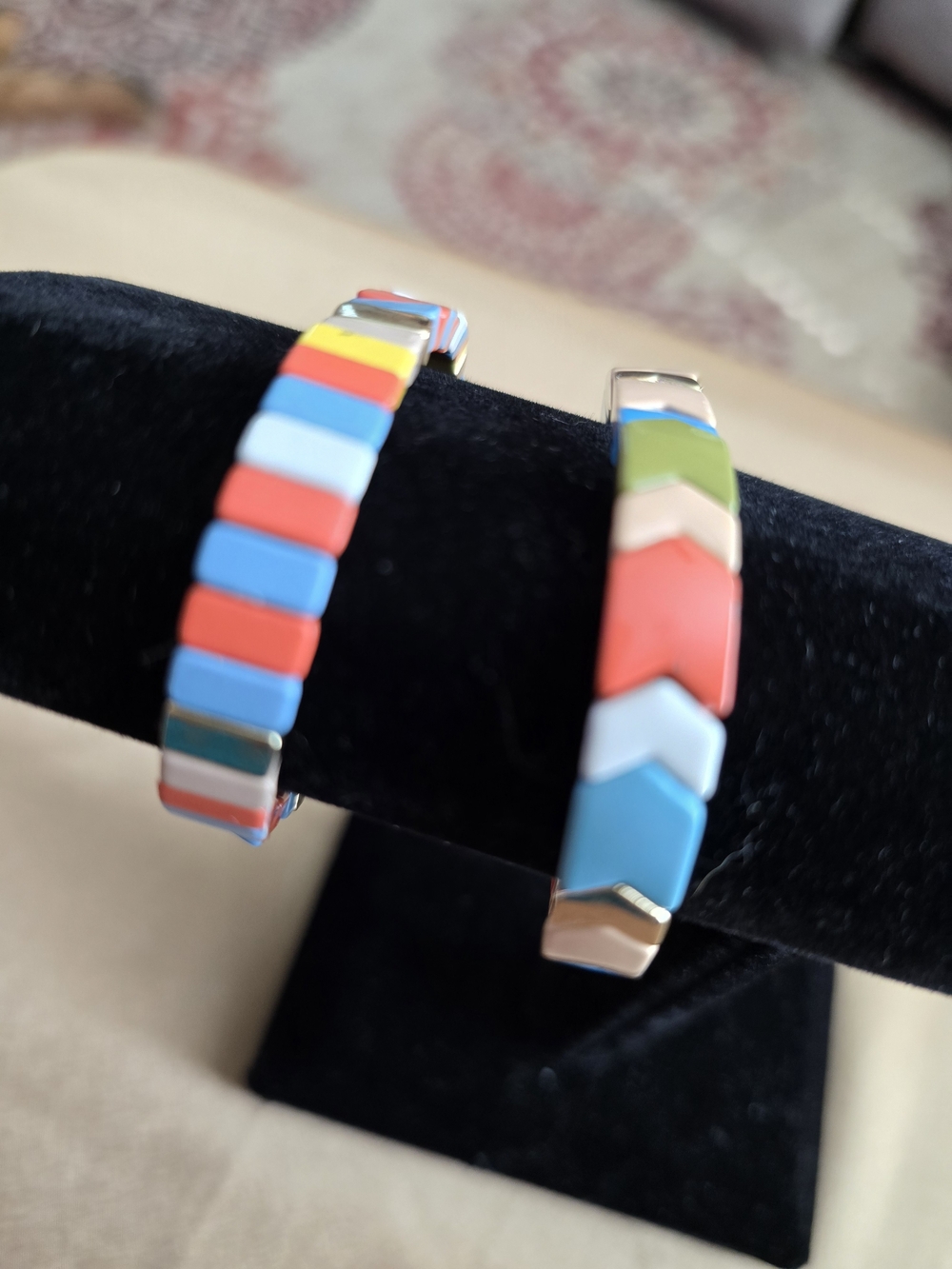 Roxanne Assoulin Multicolor Chevron Tile Stretch Bracelets